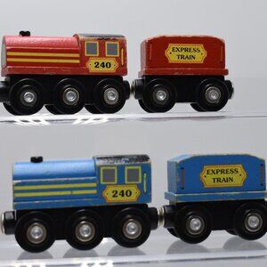 Melissa and Doug Wood Express Train Set Pieces Engine Coal Car Lot of 2 - 4 pcs
